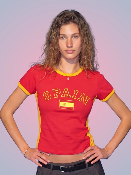 MIYO ayollar uchun futbol uslubidagi Y2K crop top, paxta va elastan