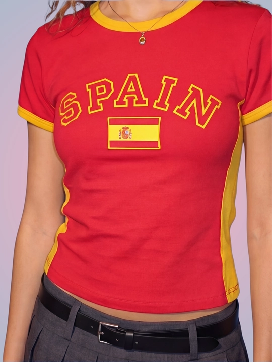 MIYO ayollar uchun futbol uslubidagi Y2K crop top, paxta va elastan
