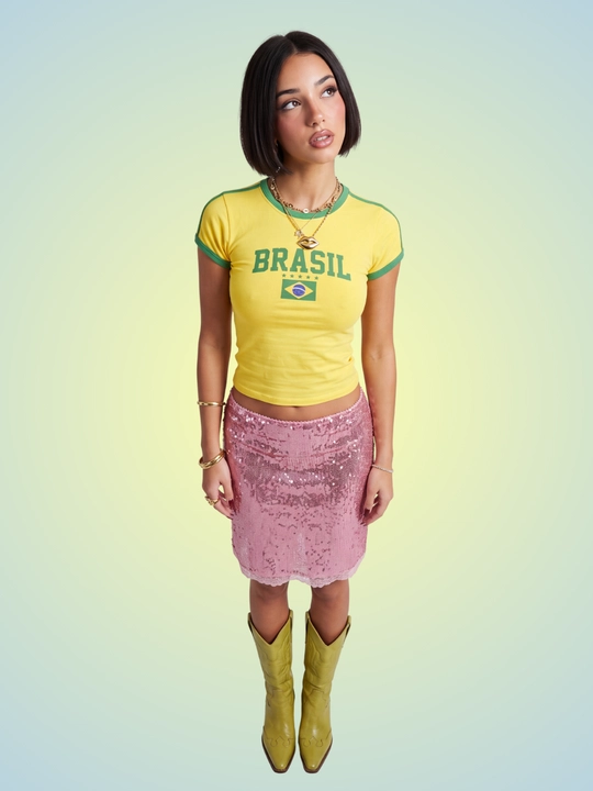 MIYO ayollar uchun futbol uslubidagi Y2K crop top, paxta va elastan