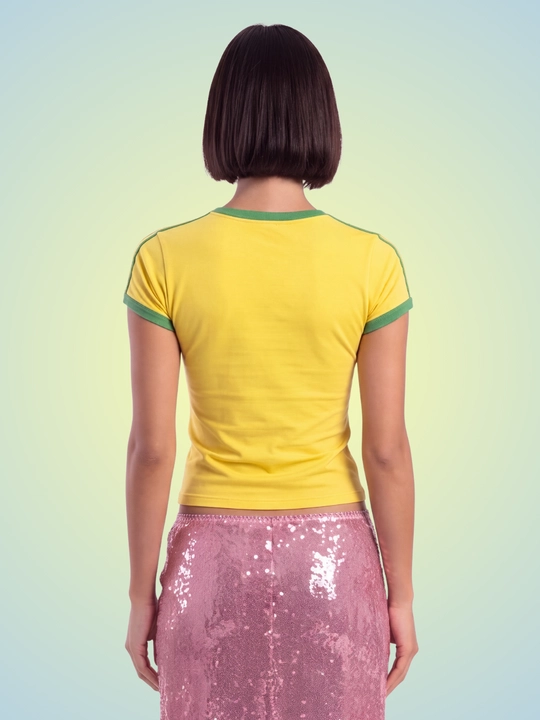 MIYO ayollar uchun futbol uslubidagi Y2K crop top, paxta va elastan