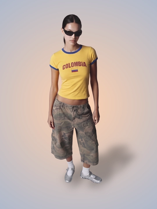 MIYO ayollar uchun futbol uslubidagi Y2K crop top, paxta va elastan