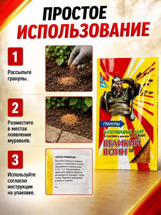 Гранулы от муравьев 50 г —  для дома, сада, огорода, гранулы, защита от садовых муравьев