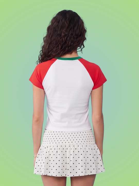 MIYO ayollar uchun futbol uslubidagi Y2K crop top, paxta va elastan