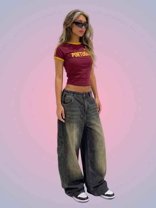 MIYO ayollar uchun futbol uslubidagi Y2K crop top, paxta va elastan