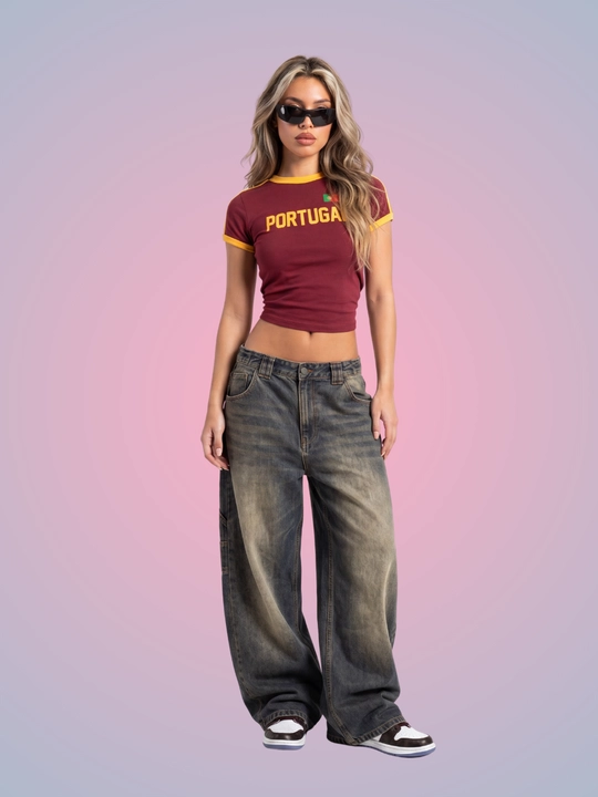 MIYO ayollar uchun futbol uslubidagi Y2K crop top, paxta va elastan