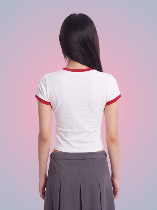MIYO ayollar uchun futbol uslubidagi Y2K crop top, paxta va elastan