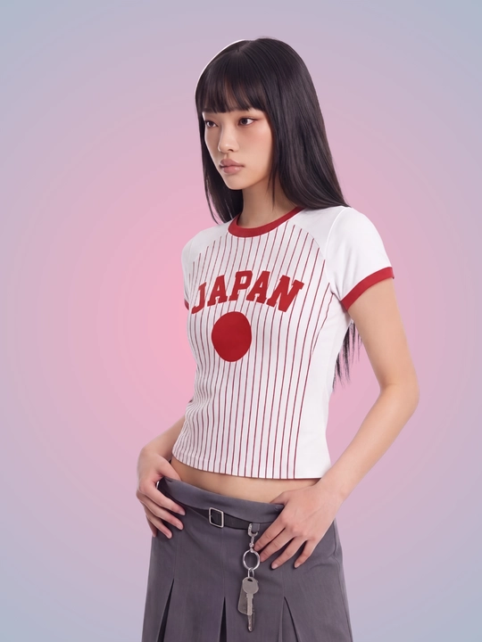 MIYO ayollar uchun futbol uslubidagi Y2K crop top, paxta va elastan