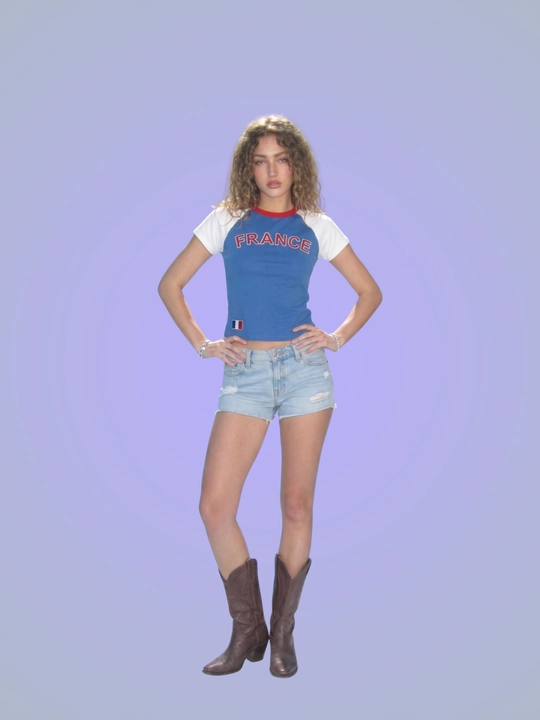 MIYO ayollar uchun futbol uslubidagi Y2K crop top, paxta va elastan