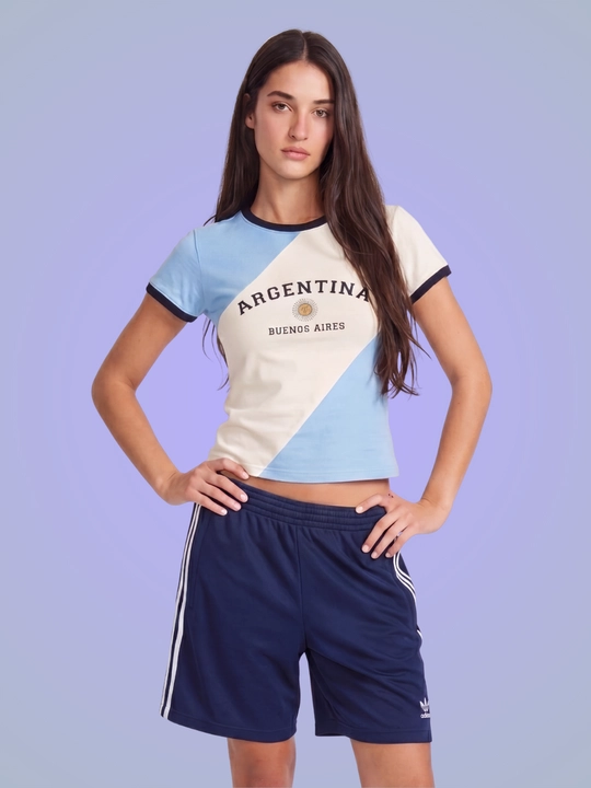MIYO ayollar uchun futbol uslubidagi Y2K crop top, paxta va elastan