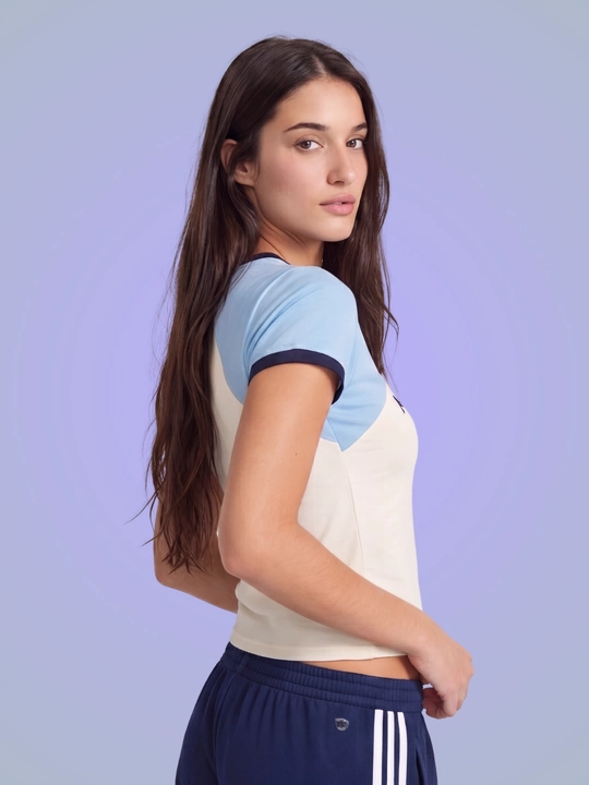 MIYO ayollar uchun futbol uslubidagi Y2K crop top, paxta va elastan