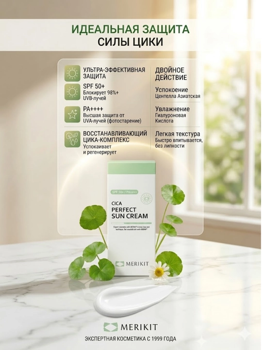 MERIKIT Profesional SPF 50+ PA+++ quyoshdan himoyalovchi krem