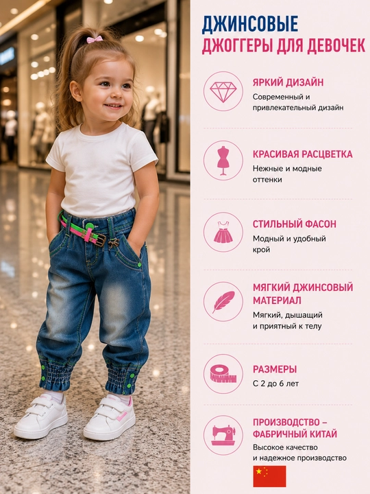 Qizlar uchun jinsi jogger shimlar, denim matodan tikilgan zamonaviy bolalar shimlari