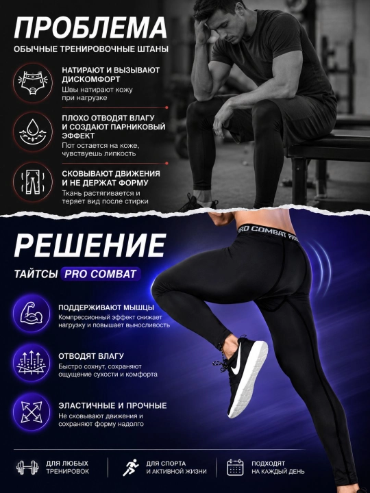 Erkaklar uchun sport Taytslari Pro Combat malomerka fitnes uchun kompression losinlar
