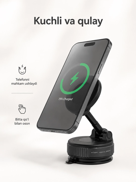 Magnitli vakuumli telefon ushlagich