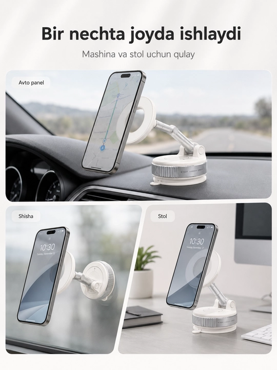Magnitli vakuumli telefon ushlagich