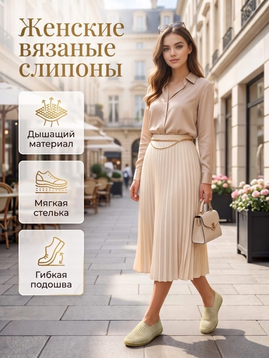 Женские трикотажные слипоны, дышащие, лёгкие, с мягкой стелькой, мокасины - 