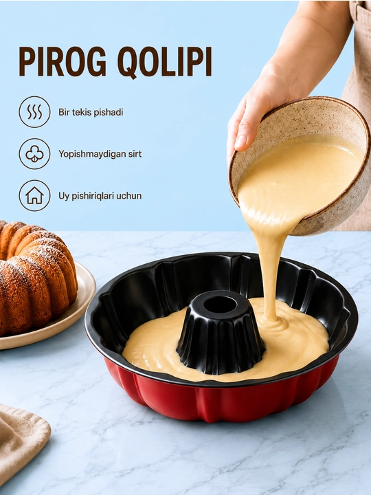 Keks qolip, chuda qolip,pirog qolip, tagi yopishmaydigan pirog qolip - 