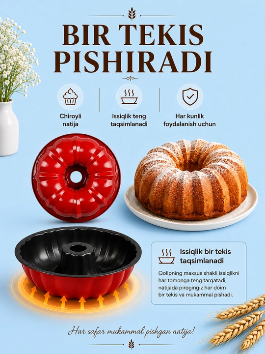 Keks qolip, chuda qolip,pirog qolip, tagi yopishmaydigan pirog qolip