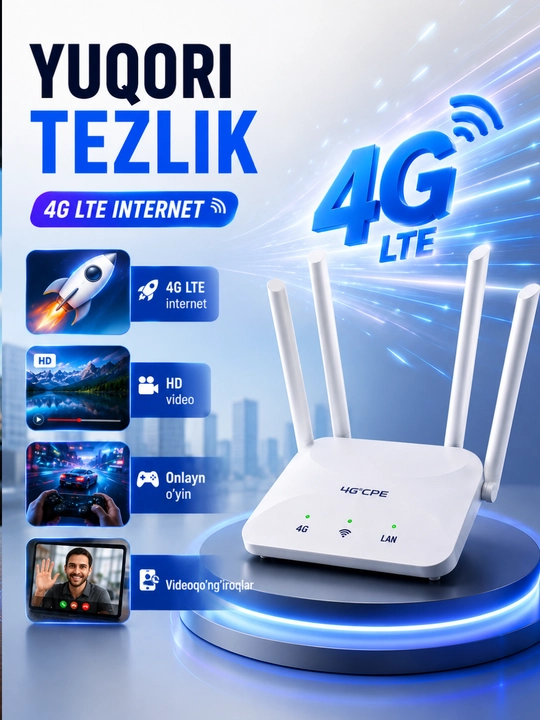 4G LTE CPE Wi-Fi router,SIM kartali, uy ichi va tashqarisi uchun