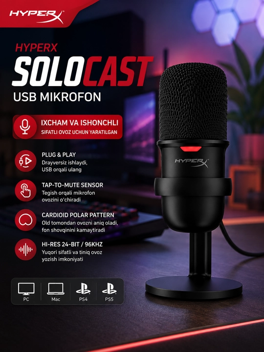 HyperX SoloCast USB Mikrofon - 