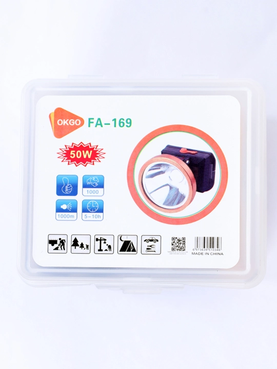 Налобный фонарь 50 W Okgo FA-169, перезаряжаемый, светового луча 1000 м