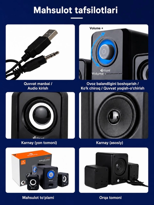 Колонка Kisonli U2900BT 2.1-канальная мультимедийная акустическая система с Bluetooth