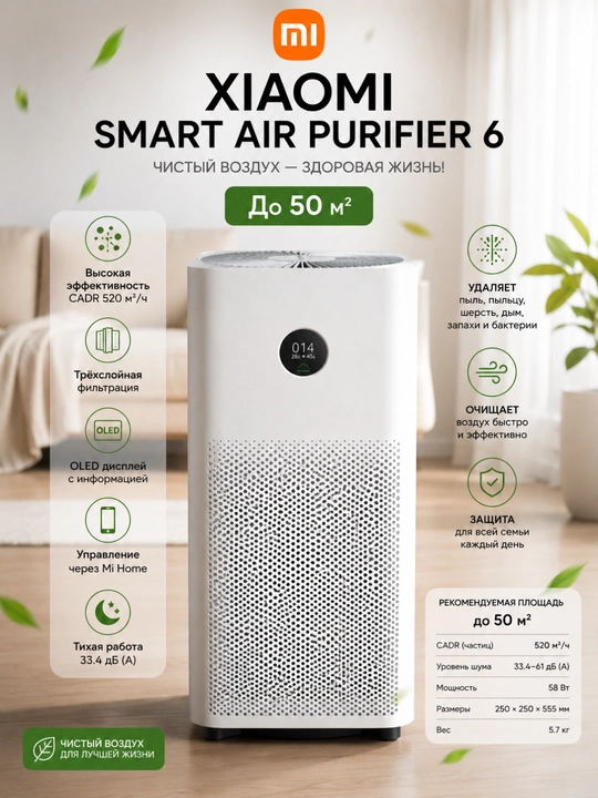 Xiaomi Smart Air Purifier 6 50 m2 - 