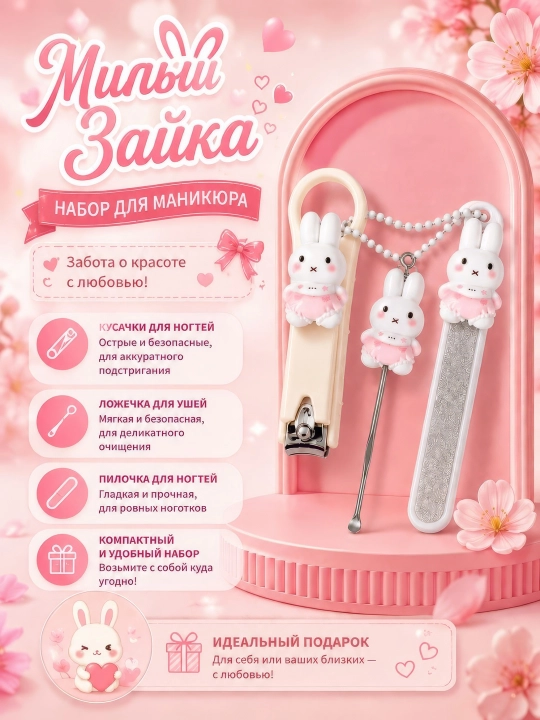 Kusachka nabor 3 v 1, pilka, tirnoq kotaradigan, kusachki, oziga xos dizaynda