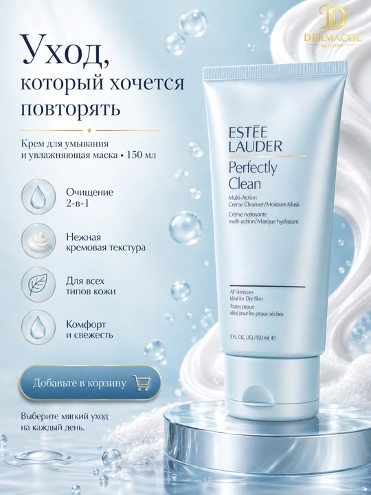 Маска-крем для лица Estée Lauder Perfectly Clean Creme Cleanser Moisture Mask, 150 мл 