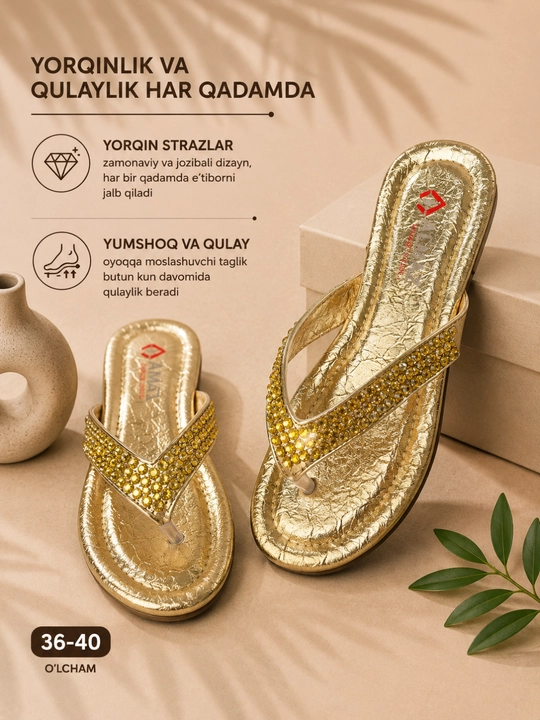 Ayollar slanslari, yozgi shippak, toshli slansilar, ayollar uchun tapichka, 36-40 o'lcham