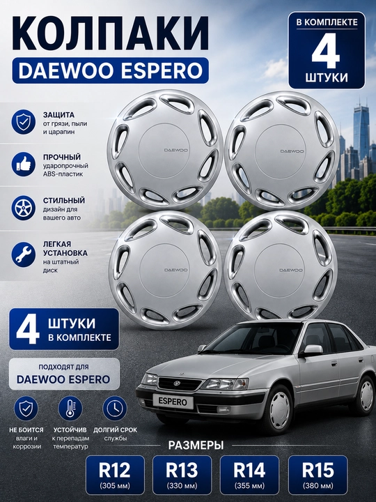 Espero g'ildirak qopqoqlari R12 R13 R14 R15, ABS plastmassa, 4 dona - 