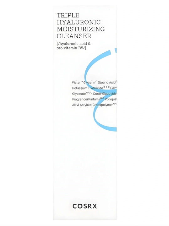 COSRX Triple Hyaluronic Moisturizing Cleanser 150 ml, gialuron kislotali yuz yuvish geli - 