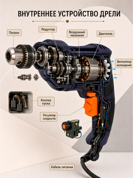 Elektr drel TLDO06, 450W, kalitli patron 0.4–10 mm, uy va ustaxona uchun