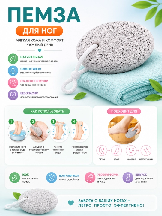 Очиститель для пяток, пемза, пемза для пяток, скребок для пяток - 