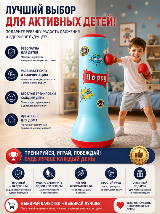 Надувная боксерская груша, детская боксерская груша
