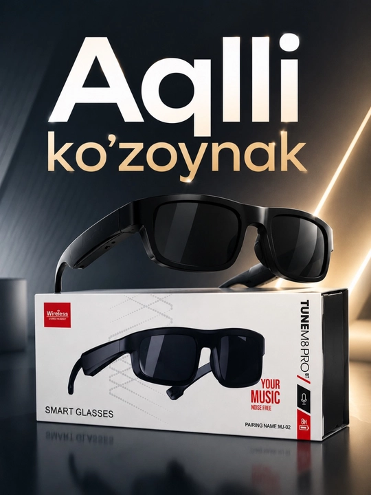 M8 Pro / TUNEM6 PRO smart ko‘zoynagi Bluetooth 5.3, HD stereo, mikrofon, UV400