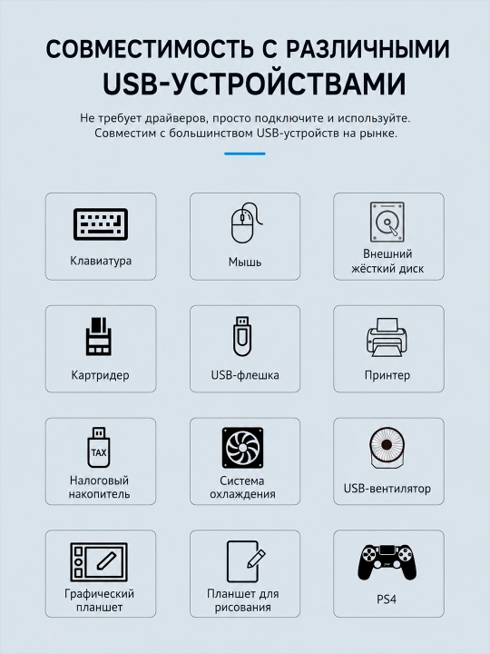 USB HUB / TYPE-C HUB, USB 3.0, 4 portli noutbuk va kompyuter uchun USB ajratgich