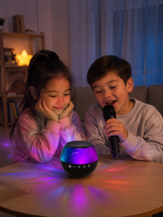 Bluetooth колонка KK-02 с беспроводным микрофоном, RGB-подсветкой и караоке - 