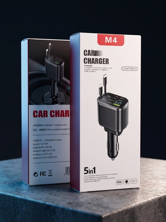 M4 Car Charger 5 tasi 1 da avtomobil zaryadlagichi