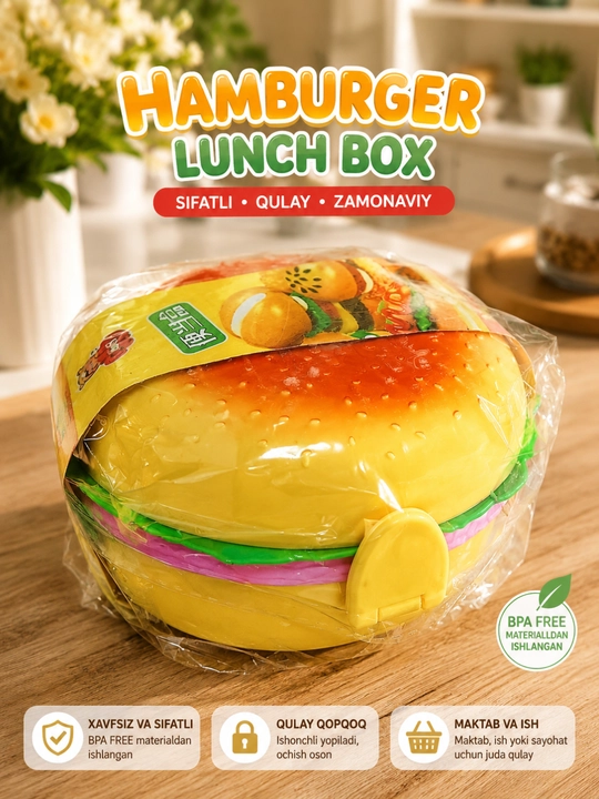 Bolalar uchun ovqat idish. Lunch-Box maktab va bog'chaga qulay tanlov ixcham va qulay Box