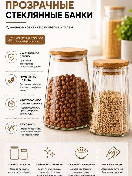 Стеклянные банки Pasabahce, для кухни, прозрачные, герметичные 750мл / 950мл - 
