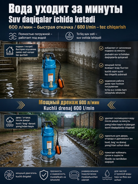 Suv osti nasosi, Drenaj nasosi QDX 40-6-1.1, quduq nasosi
