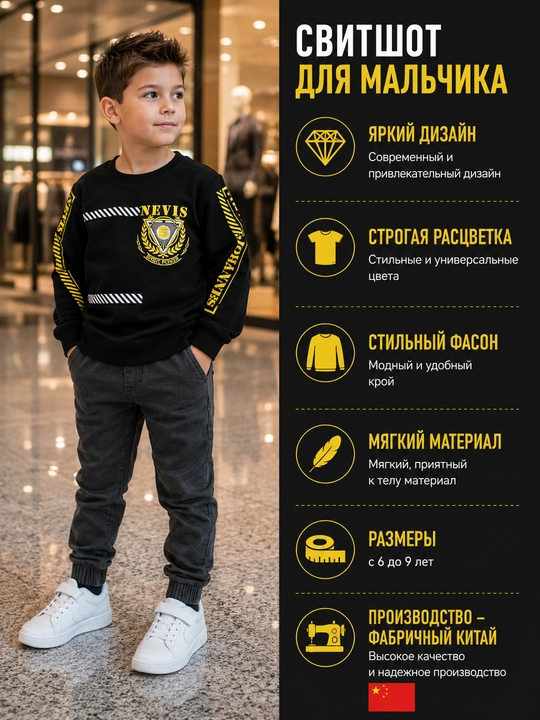 O‘g‘il bolalar uchun bosma svitshot, bahor va kuz uchun zamonaviy jemper - 