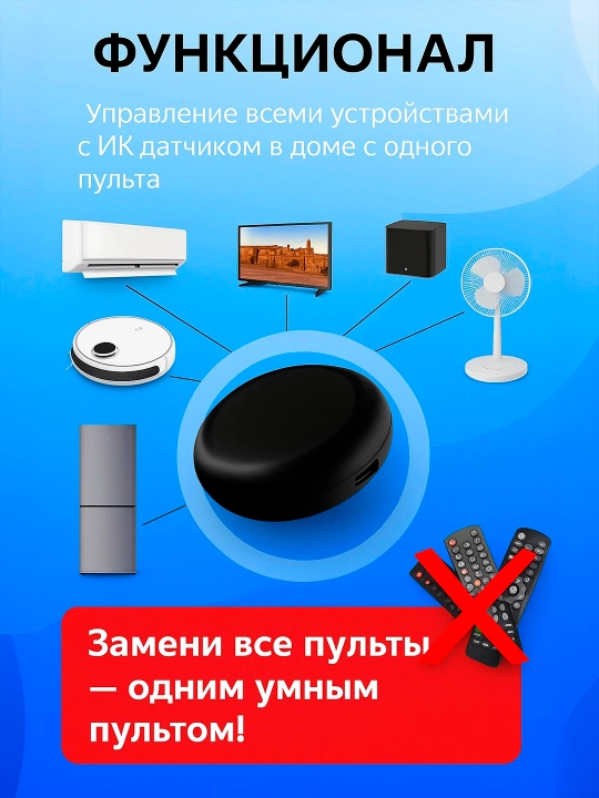 Universal Wi-Fi aqlli IK pult, Smart Life / Tuya Smart, Alisa bilan ishlaydi