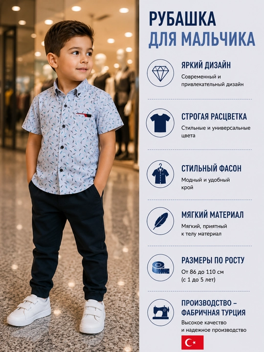 O‘g‘il bolalar uchun zamonaviy kalta yengli ko‘ylak