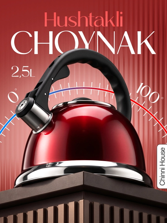 Plita uchun hushtakli metall choynak, 3 litr - 