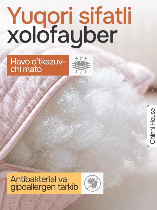 Gipoallergen yostiq 50x70 sm, uyqu va dam olish uchun