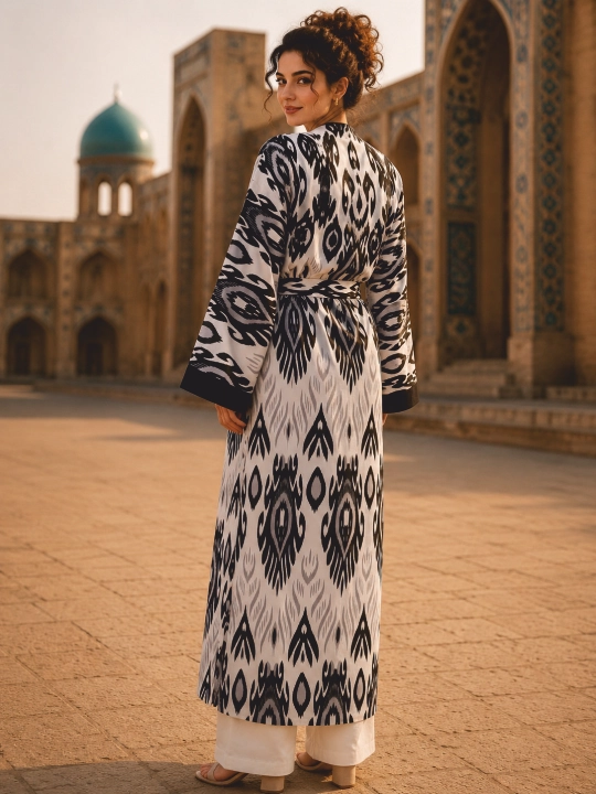 Ayollar uchun abaya, xalat, 2 tasi 1 da, lyon, milliy uslub, oversayz