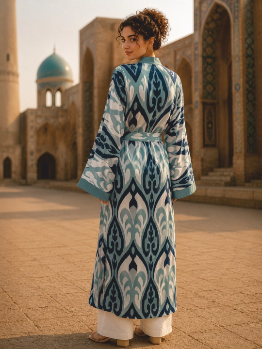 Ayollar uchun abaya, xalat, 2 tasi 1 da, lyon, milliy uslub, oversayz