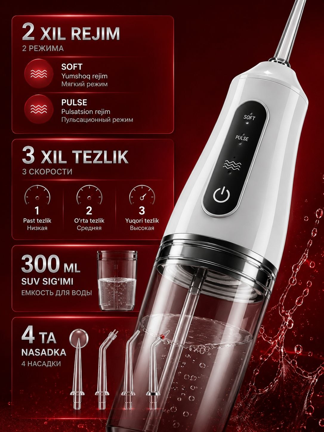 Oral irrigator pro — ирригатор для гигиены зубов и десен, Немецкая технология
